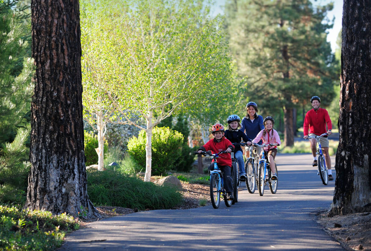 family biking